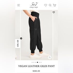 Cinq a Sept Giles Vegan leather joggers sz M